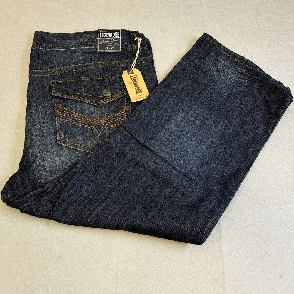 Vtg Legend One Jeans Big Mens Blue Denim Cotton Rugged Wear Pants Button Pocket